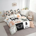 thumbnail image 3 of Manfei Happy Halloween Twin Bedding Sets 7-Piece,Cute Ghost Cat Bedding Comforter Set 7-Piece,Patchwork Geometric Grid Sheet Sets For Boys Kids,Ultra Soft Room Decorative Reversible, 3 of 7