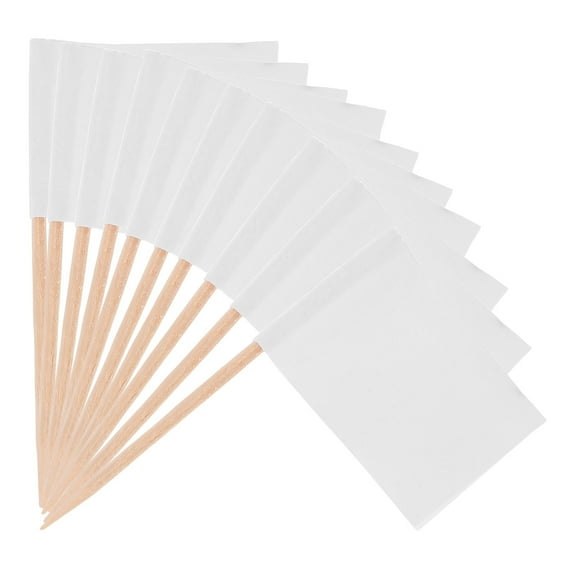 Raindrops Blank Flag Design Cake Toppers White Paper Perfect for Decoration with 100 Picks per Set Creative Fun Size 1 Set