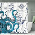 thumbnail image 2 of 1pc Animal Print Octopus Shower Curtain with 12 Hooks and Non-Slip Bathroom Rug - Waterproof Toilet Lid Cover Pad and U-Shape Mat for Bathroom Decor, 2 of 5