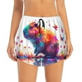 thumbnail image 2 of Pofeuu Watercolor Butterfly Guinea Pig Print Women's Athletic Shorts Running Workout Shorts Tummy Control Quick Dry Gym Shorts with Pockets Double layer sports shorts-XX-Large, 2 of 7