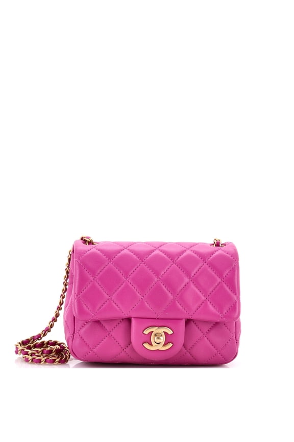 Pre-Owned Pearl Crush Square Flap Bag Quilted Lambskin Mini By Rebag