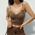 thumbnail image 5 of Women's Y2k Crop Tops Sleeveless Tees Lace Trimed Ruched Tank Hollow Out Top, 5 of 5