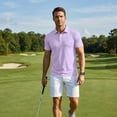 thumbnail image 7 of Havenx Mens Polo Shirts Short Sleeve Collared 2-Button Shirts Performance Moisture Wicking Dry Fit T Shirt Athletic Casual Golf Classic Fit Wear,Light Purple L, 7 of 7