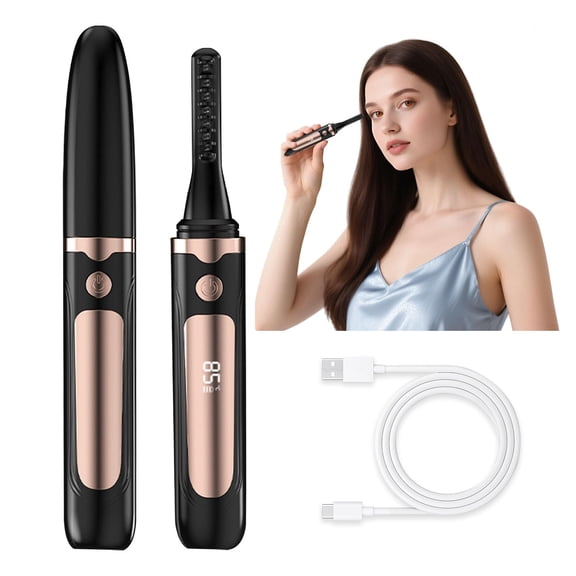 Heated Eyelash Curler with LED Display | 3 Temperature Settings & Rapid Heating | Rechargeable Electric Eyelash Curler for Long-Lasting 24H Natural Curl | Professional Makeup Tool