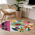thumbnail image 4 of Spring Daisy Round Area Rug 3.3Ft Washable Circle Rugs for Dining Room Table, Pink Modern Abstract Art Dots Floral Non-Slip Carpet Floor Mats Indoor Outdoor Carpet Runner Aesthetic Home Decor, 4 of 8