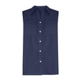 thumbnail image 5 of Womens Sleeveless Button Down Shirt Collar Cotton Linen Blouse Summer Casual Loose Tank Top Business Casual Outfits, M, 5 of 8
