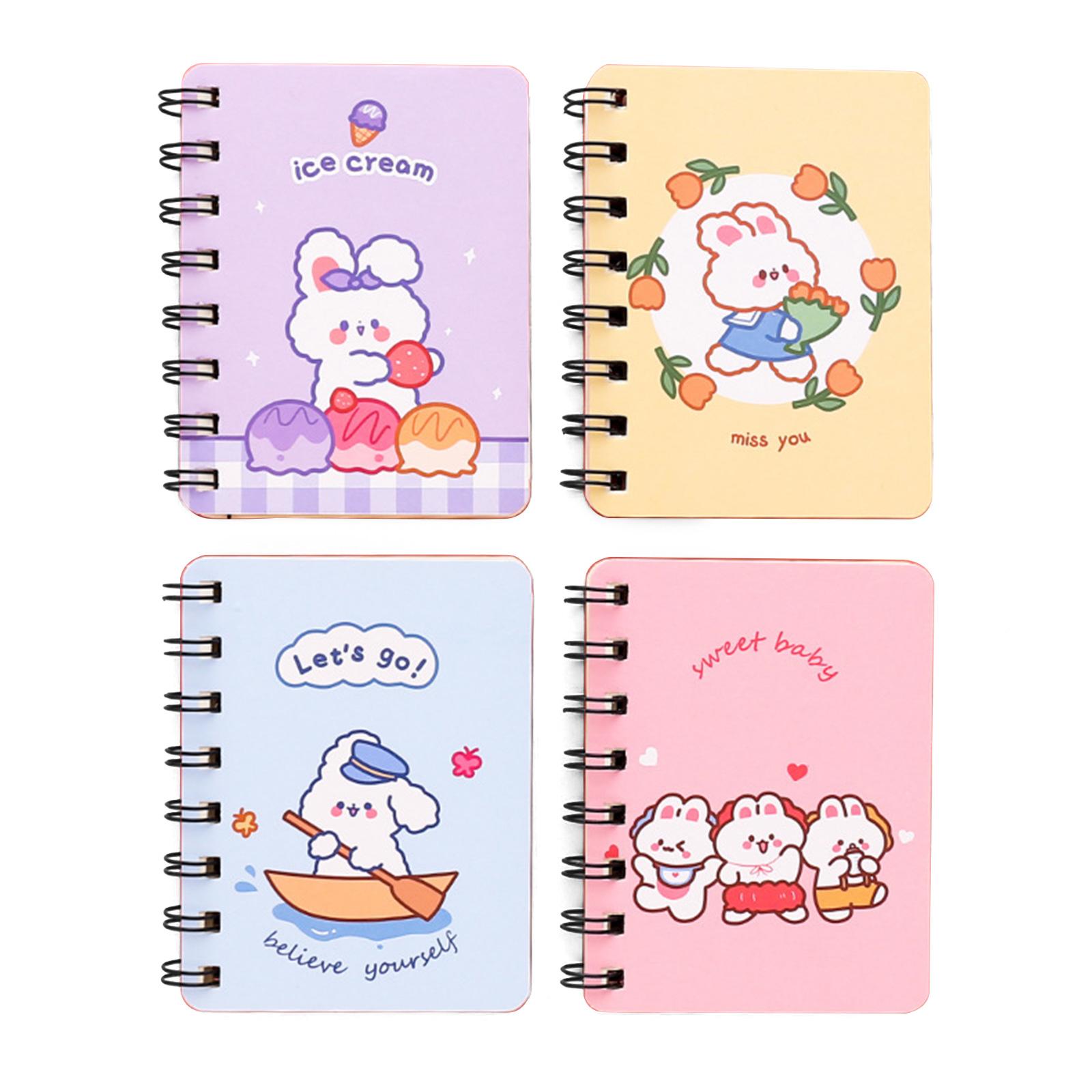 YEUHTLL Cartoon Mini Pocket Spiral Notebook Blank/Lined Note Book 4.13x3.15  Inch Memo Notepad for Preschool Kindergarten Kids