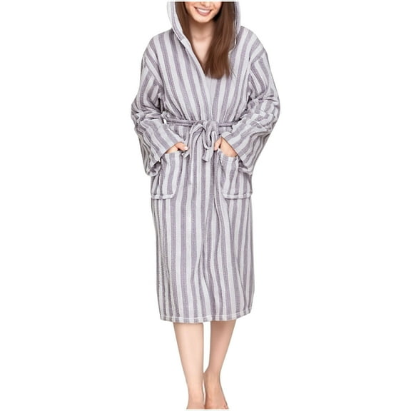 FRSASU Womens Robe, Coral Fleece Bathrobe with Hood, Hooded Robes for Women Plus Size Absorbent Strap Bath Robe Purple