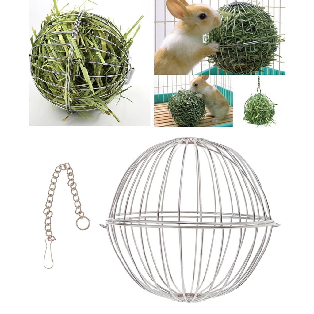 1 PC Sphere Feed Dispenser Electroplate Hanging Ball for Hamster Rabbit Pet Toy 