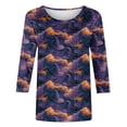 thumbnail image 5 of Ynynloco Women's Fall Shirts Halloween Crew Neck 3/4 Length Sleeve Pumpkin T-Shirts Thanksgiving Graphic Tee Tops, 5 of 5
