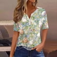thumbnail image 2 of OIOLOYJM Easter Tops for Women 2026 Holiday Bunny Print Henley Shirts Casual Button Up V Neck Short-Sleeve T Shirts Spring Lightweight Tee Tops Light Green L, 2 of 6