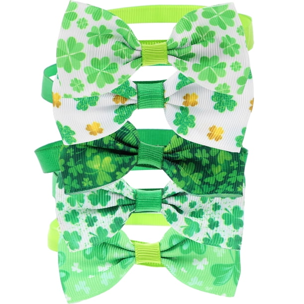 KAKOWELY 5 collares para mascotas del Día de San Patricio, con pajarita para perros y gatos, accesorios para mascotas