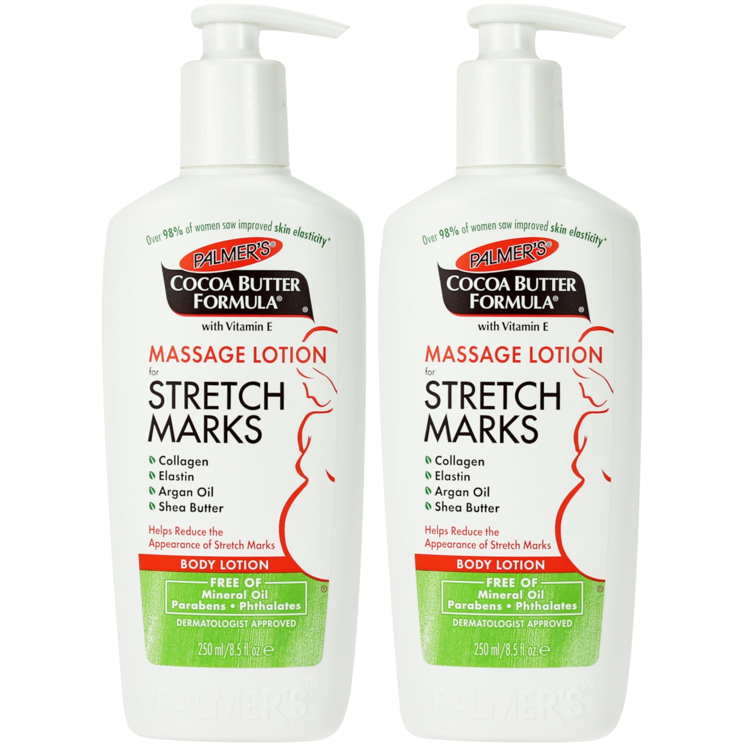 2 Pack Palmer Cocoa Butter Formula Massage Lotion for Stretch Marks, 8.5 oz Pump