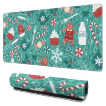 Long Mouse Pads for Desk,Green Christmas Baking Pattern Desk Mats on Top Of Desks, Desk Mouse Pad Extra Large with 3mm Non-Slip Base and Stitched Edge for Gaming,Office,Work,Home 31.5x15.7in
