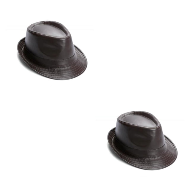 Qarigey Gorras clásicas de cuero para hombres Diseños elegantes para cualquier evento Agregue encanto a sus trajes Sombrero para hombres marrón 2Conjunto