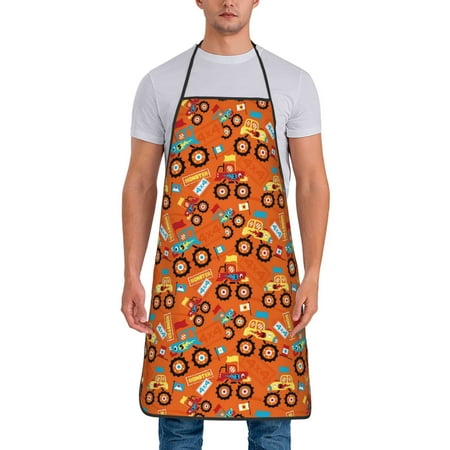 

Naloa 1Pack Adjustable Bib Apron Waterdrop Resistant Cooking Kitchen Aprons for Women Men Chef Monster Truck Truck Cartoon Print