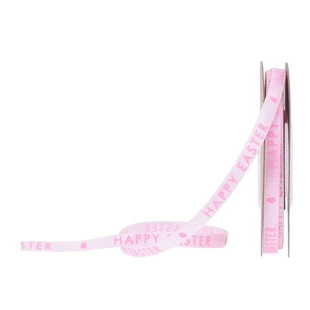 Easter Ribbon Wired Pink Cute Bunny Pattern 5Mm Width 10 Yards Craft Ribbon for Gift Wrapping Wreath Easter Decorations