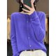 thumbnail image 3 of Cárdigan de manga larga 2024, nuevo suéter de moda para mujer, 100 % lana merino, camisetas, jerseys, prendas de punto con cuello redondo, ropa de primavera y otoño para mujer, 3 of 5