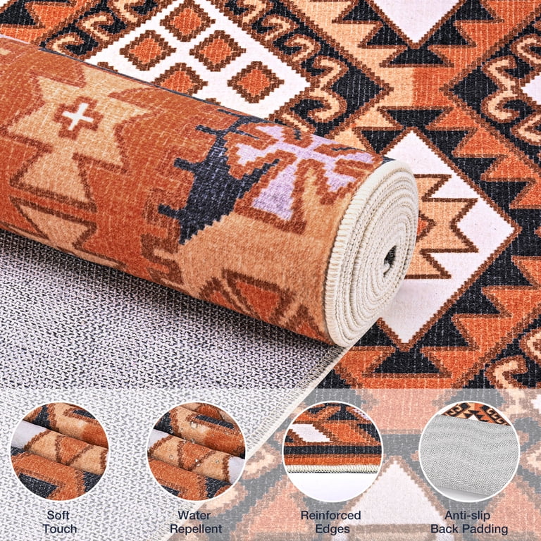 Washable Area Rugs for Living Room, Curtilage 4'x6 Moroccan Style