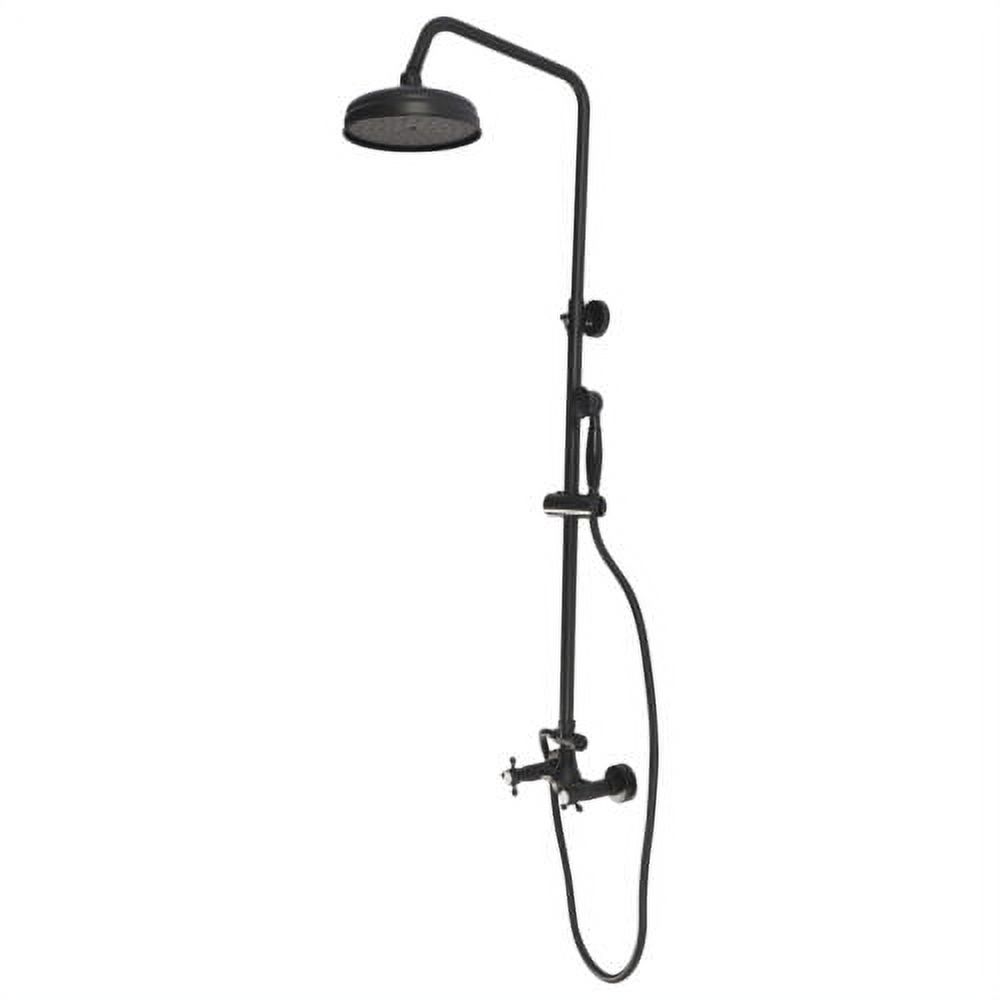 Wall Mount Exposed Shower Faucet Set 8" Rain Hand Shower Mixer Double Knobs