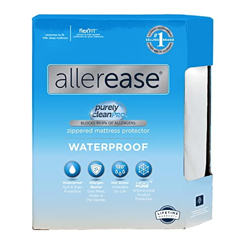 Aller-Ease Waterproof Zippered Mattress Protector, Full, White