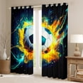 thumbnail image 2 of Manfei Sport Game Gaming Blackout Curtains Set of 2 (52x84 Each),Kids Soccer Football Window Curtains,Orange Cyan Black Curtains and Drapes For Teens,Breathable Home Decor, 2 of 6