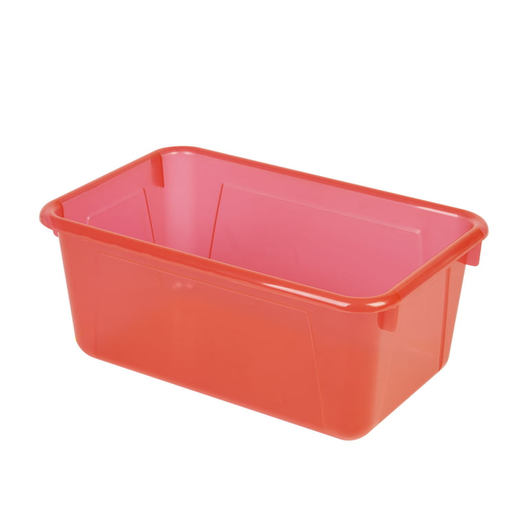 Storex Cubby Bin with Lid, 1 Section, 2 gal, 8.2 x 12.5 x 11.5, Assorted Colors, 5/Pack