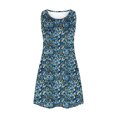thumbnail image 6 of Drovellove 2026 Women Round Neck Sleeveless Ditsy Tiny Floral Print Dress, Loose A-Line Ruffle Hem Mini Summer Dresses Casual Beach Vacation Trendy Sundress, 6 of 9