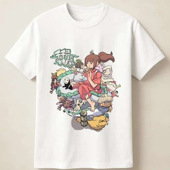 Spirited Away Chihiro Surrounded By Characters Detailed Art Unisex T Shirt