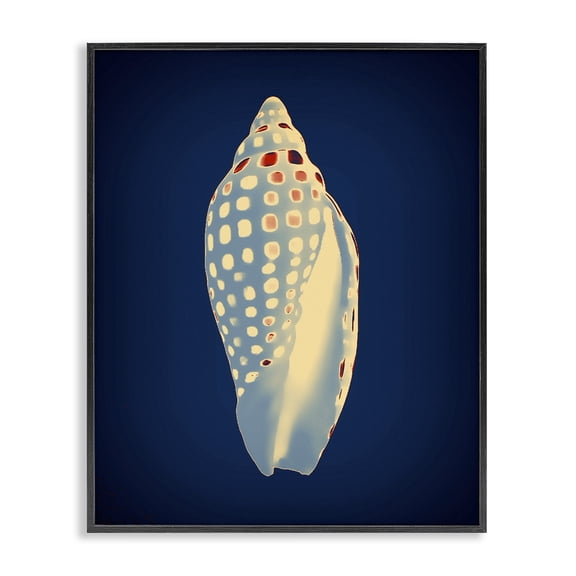 Stupell Industries Contemporary Contemporary Conch Shell Black Framed Giclee Art, 11 x 14, by Graffitee Studios