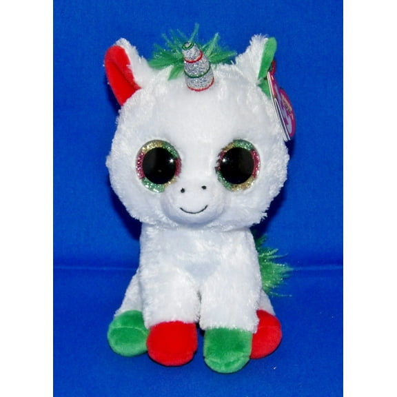 TY Beanie Boos - Christmas Limited Edition Candy Cane Unicorn (Glitter Eyes) Small 6" Plush