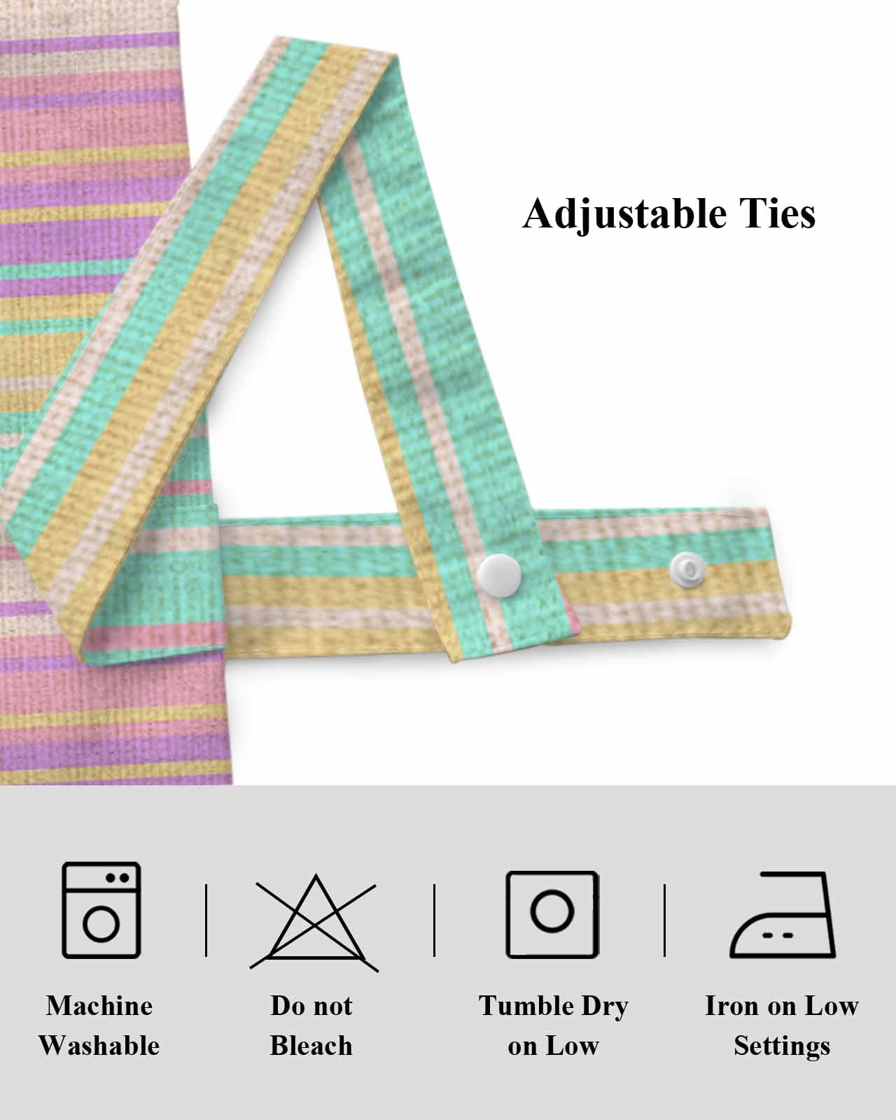 Colorful Striped Tie Up Valances Curtain, Yellow Stripe Vintage Linen Texture Kitchen Valances for Windows Decor, Rod Pocket Short Curtains Set for Bedroom/Bathroom, 60"x18"