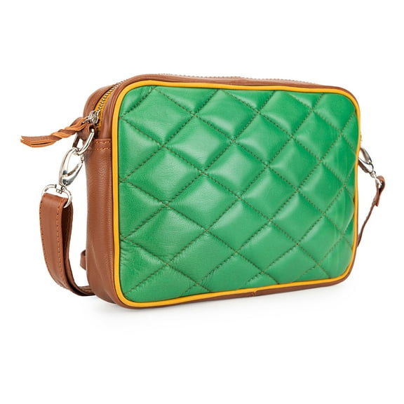 Abelardo Minimilastic Bag - Green Quilted Sling Leather Bag