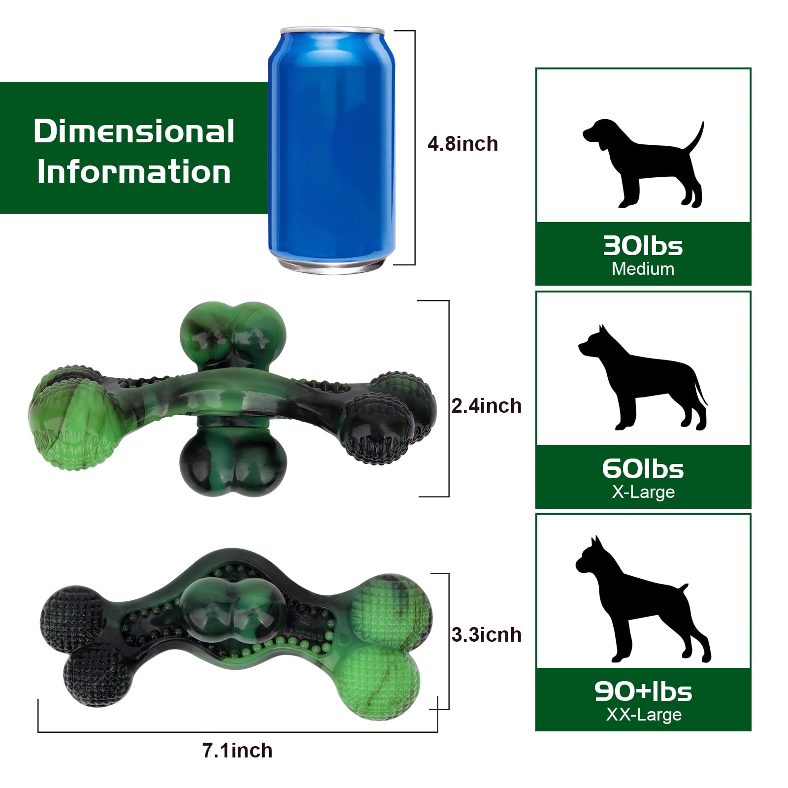 AOZOOM Tough Durable Dog Chew Toys for Aggressive Chewers, , Dog Puzzle  Toys with Beef Flavor, Interactive, Safe Rubber Indestructible for Large