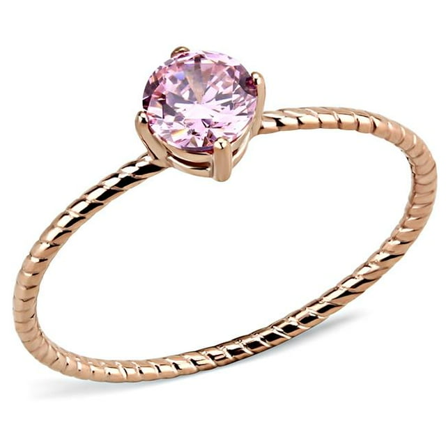 Alamode TK3558-8 Femmes IP Rose Or Bague en Acier Inoxydable avec AAA Grade CZ en Rose - Taille 8