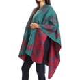 thumbnail image 5 of Sakkas Lupe Womens Reversible Poncho Wrap Cape Shawl Sweater Coat Cardigan Pattern - RoseRedBlue - One Size Regular, 5 of 7