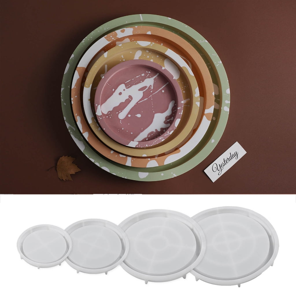 Geemin DIY Tray Resin Molds, Craft Jewelry Making Tools Round Plate Dish Casting Molds Epoxy Casting Silicone Tray Holder Mould