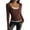 Coffee, variant on CIENVNSTG Women Lace Patchwork Ribbed Knit Tee Scoop Neck Casual Slim Fit Long Sleeve Crewneck Button Up Ruched Crop T-Shirts Blue L
