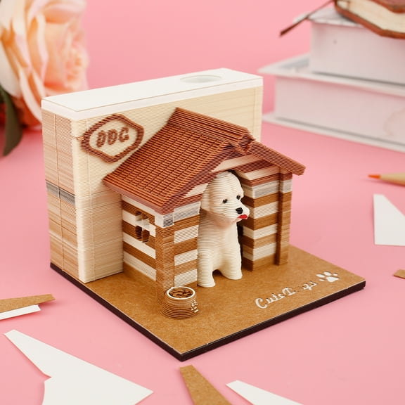 Threns 3D Memo Pad Exquisite 3D Art Notepad with Pen Holder Creative DIY Sticky Notes Pad Multifunctional 3D Post Notes