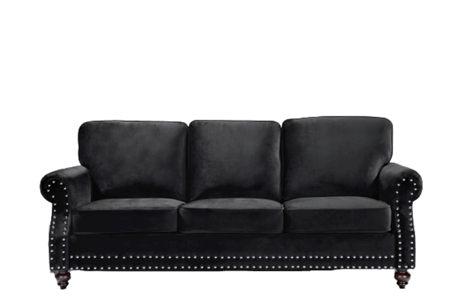 Uspridefurniture Feingold 3Pcs Velvet Living Room Set, Black