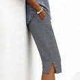 thumbnail image 2 of Zedker 2026 Women's Elastic Waist 3/4 Capri Harem Pants with Pockets Casual Loose Solid Yoga Trousers Gray S, 2 of 6