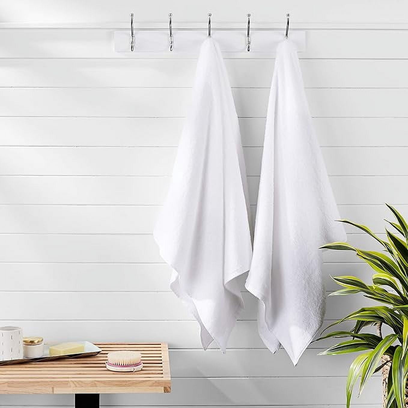 Quantum Creation 100% Cotton 600GSM Bath Towel White Pack of 2 (36inchesx72inches)