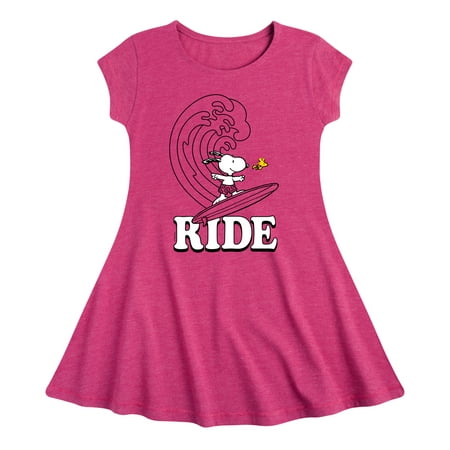 

Peanuts - Snoopy s Wave Ride - Toddler And Youth Girls Fit And Flare Dress