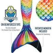 Fin Fun Mermaidens - Mermaid Swimming Tails with Monofin for Kids, Kids 6 Size, Rainbow Reef, 2 Pcs