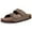 Brown, variant on Litfun Women's Cork Footbed Slide Sandals with Arch Support Summer Leather Flat Sandals with Adjustable Buckle, Brown