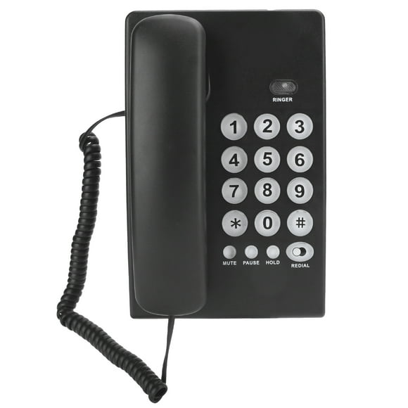 Loewten Téléphone d'Affaires Téléphone de Bureau, Kxt504 Portable Family Business Office Fixe Ligne Téléphonique Muet Téléphone ABS Noir