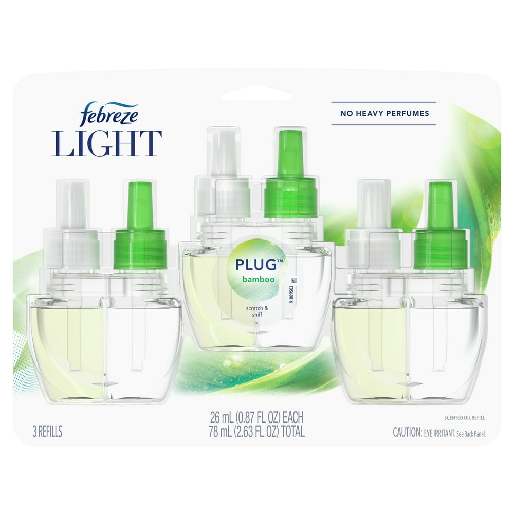Febreze Light Fade Defy Plug Air Freshener, Bamboo, 2.63 fl oz, 3 pk