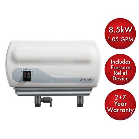 Atmor 8.5kW/240-Volt 1.23 GPM Electric Tankless Water Heater with Pressure Relief Device, On demand Water