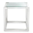 thumbnail image 2 of Michael Amini State St. Square Modern Stainless Steel & Glass End Table, 2 of 5