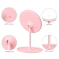 thumbnail image 2 of Rechargeable LED Makeup Mirror with Dimmable Natural White Light - Round Design, Detachable Base for Cosmetics Storage, USB Charging, 4-5 Hour Use Time, Adjustable Angle - Pink, 2 of 7